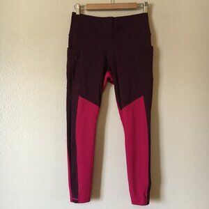Athleta All in Structure Tights M Leggings Auberge Purple Pink Pocket Workout